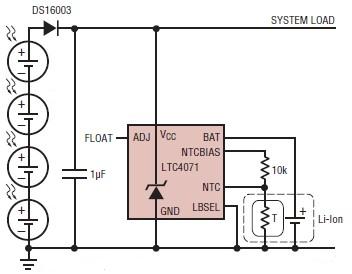 Solar powered battery charger circuit diagram using LTC4071