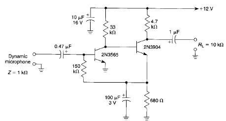 High gain microphone preamplifier electronic project circuit diagram