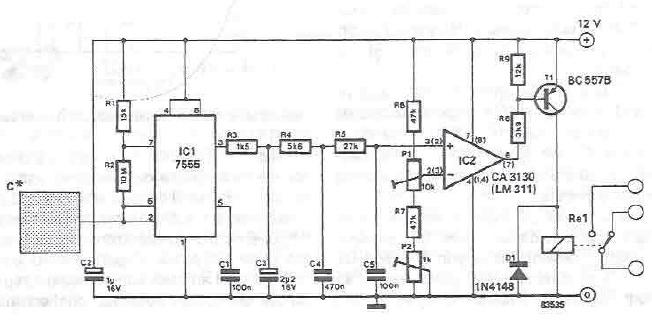 Capacitive touch sensor using 555 timer circuit