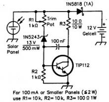 12V solar charger circuit design electronic project