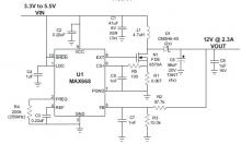 3 to 12 volts step up DC converter circuit diagram using MAX668 ic