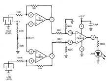 Dual level liquid sensor circuit design using CA3410 op amp