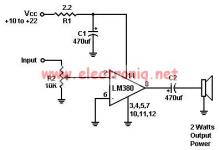 LM380 audio amplifier electronic project circuit design