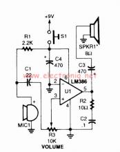 LM386 voice audio power amplifier circuit design project