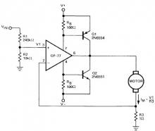 Operational amplifier DC motor driver circuit